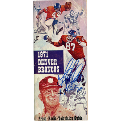 Floyd Little Autographed Denver Broncos 1971 Media Guide HOF (Beckett)