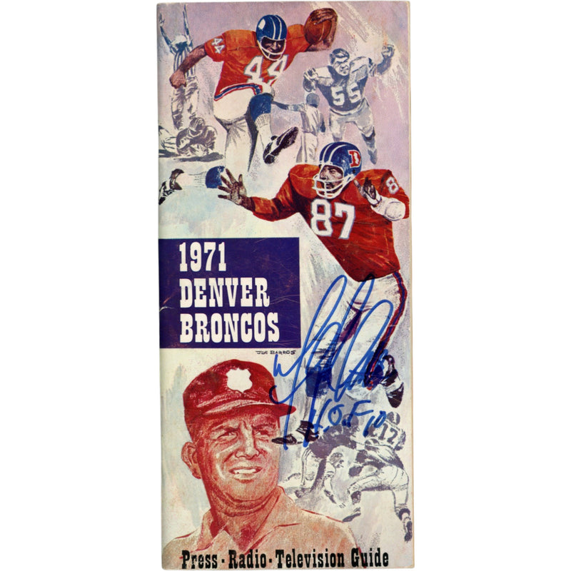 Floyd Little Autographed Denver Broncos 1971 Media Guide HOF (Beckett)