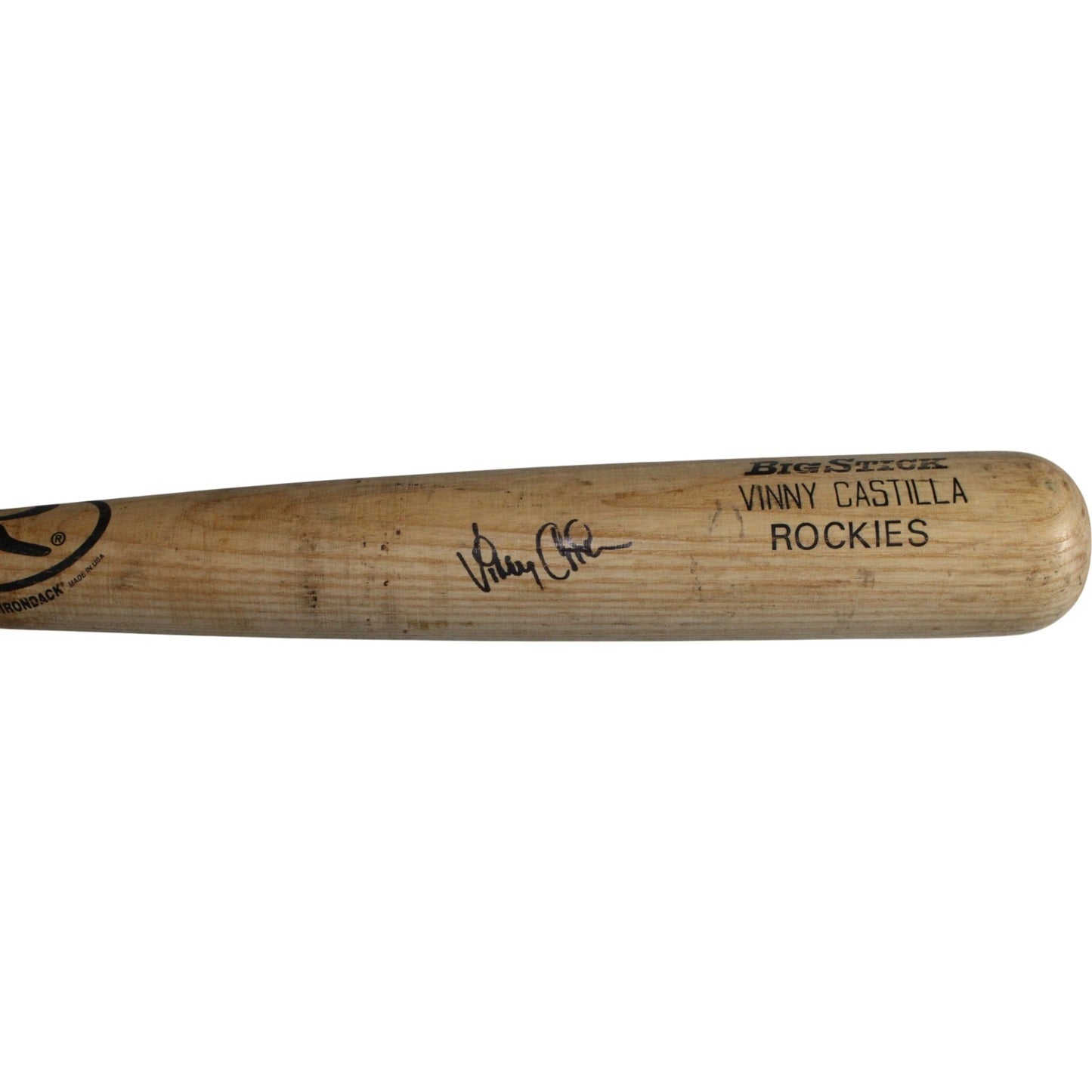 Vinny Castilla Autographed Colorado Rockies Game Used Rawlings Blonde Bat