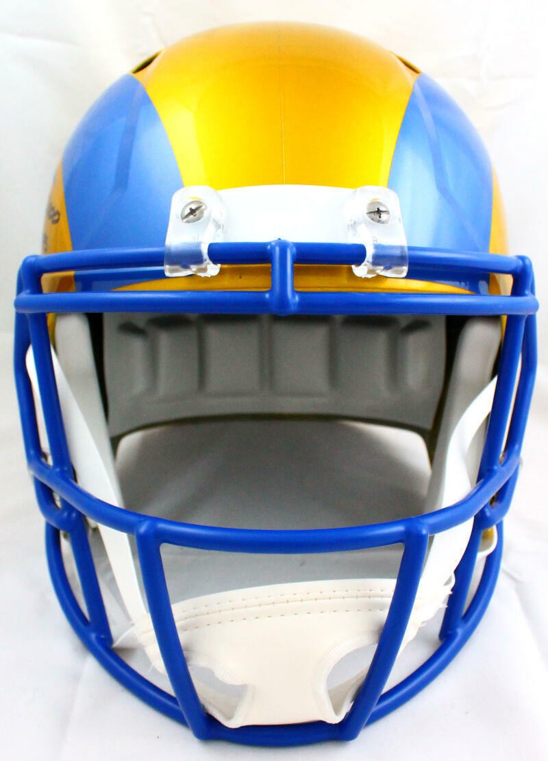 Marshall Faulk Signed Rams Full Size Flash Speed Helmet w/ 3 Inscriptions