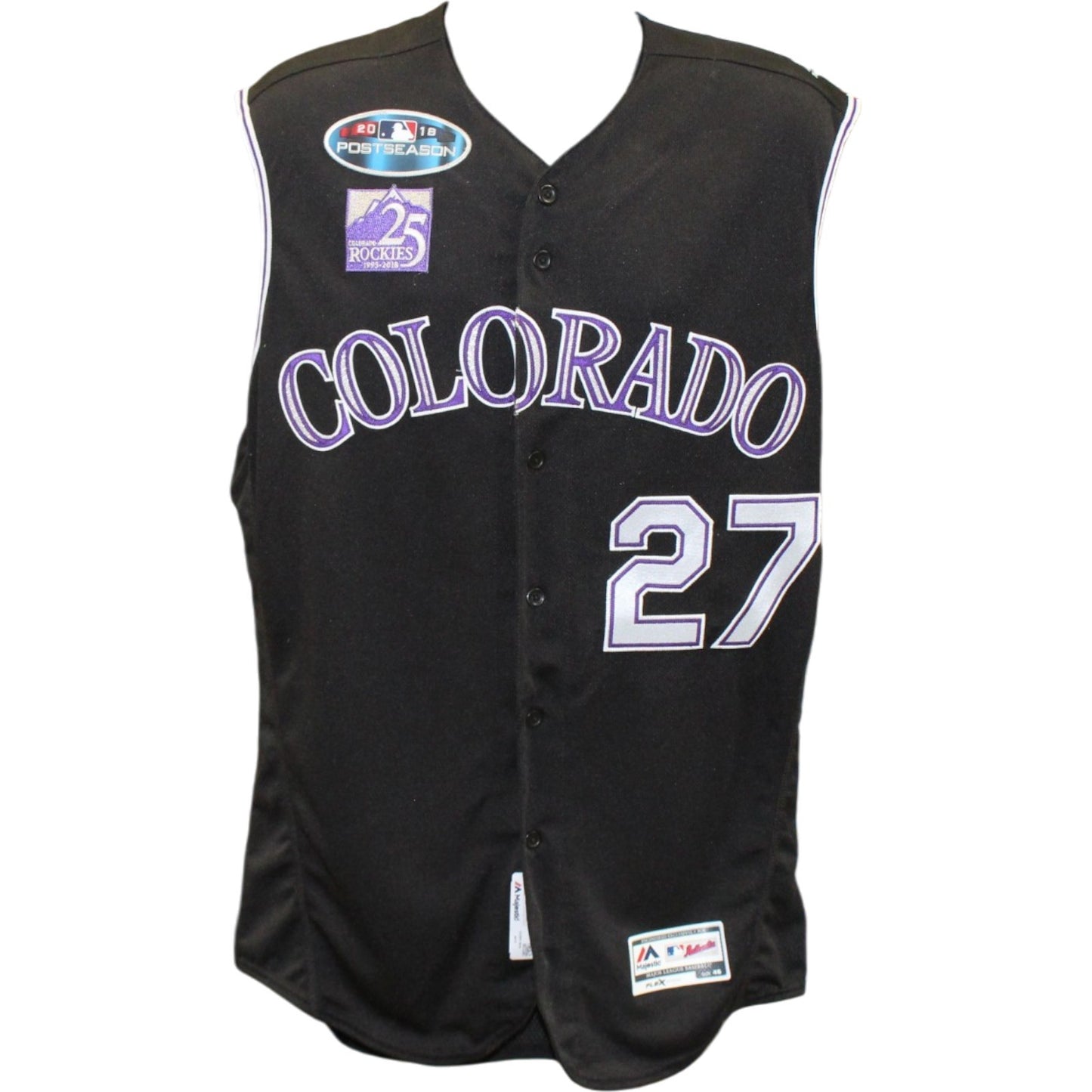 Trevor Story Signed Colorado Rockies 2018 Postseason Game Issued Jersey