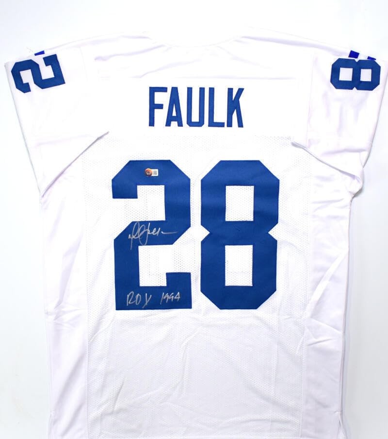 Marshall Faulk Autographed Custom White Jersey with 1994 ROY Inscription