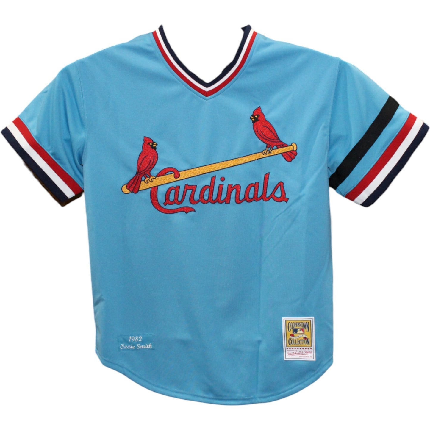 Ozzie Smith Signed St. Louis Cardinals Mitchell & Ness Blue Jersey HOF 02