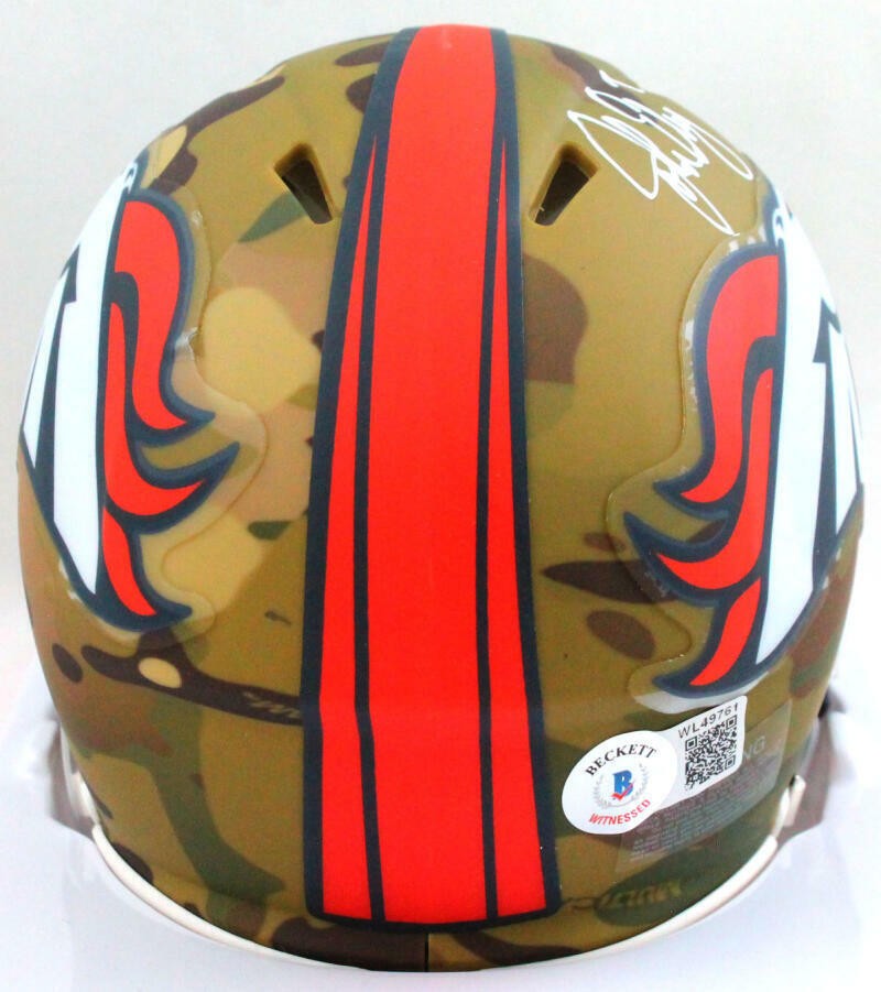 John Elway Signed Denver Broncos Camo Mini Helmet