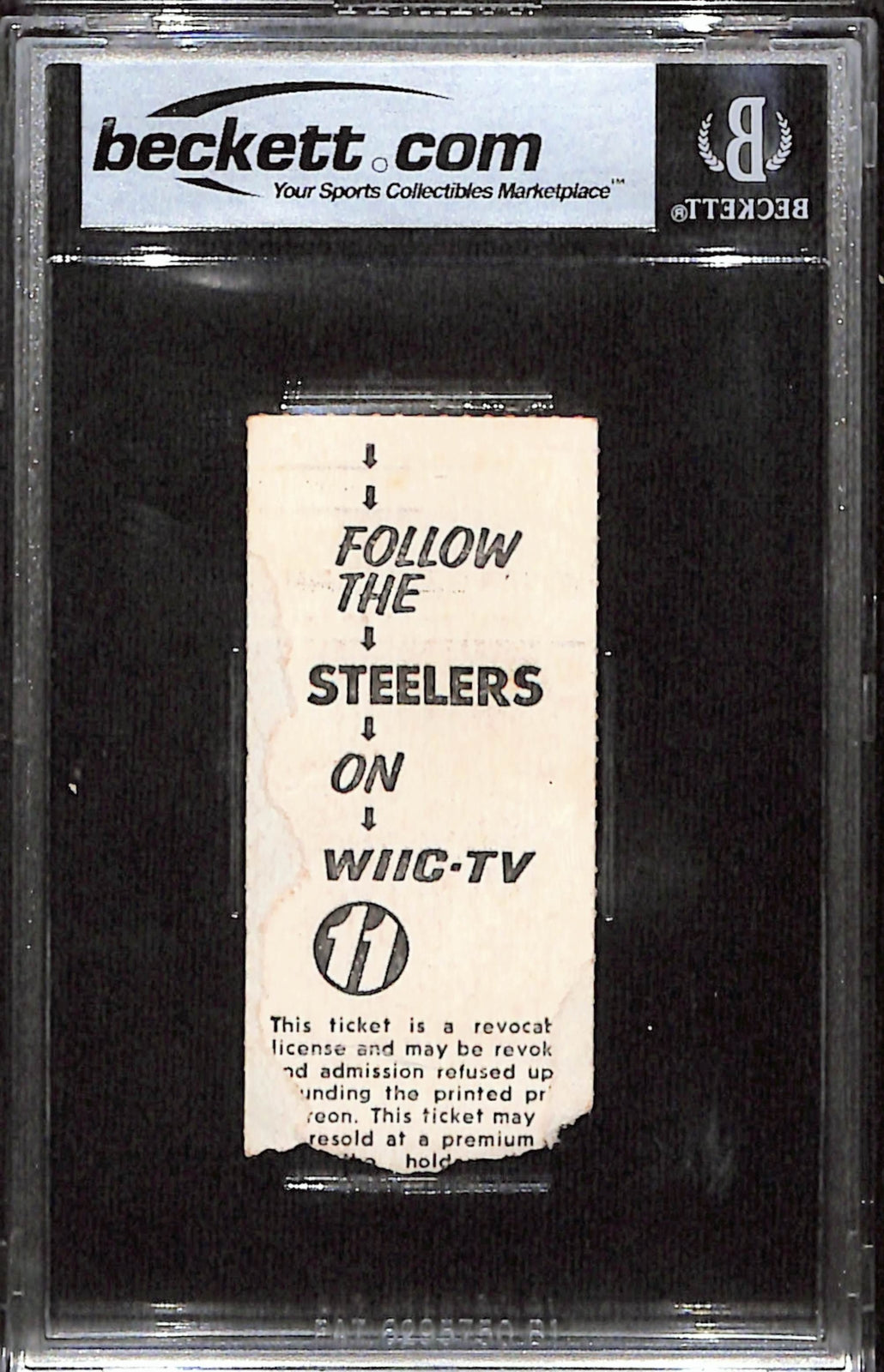 Jack Lambert Signed Pittsburgh Steelers 12/7/75 Ticket Stub Beckett Slabbed