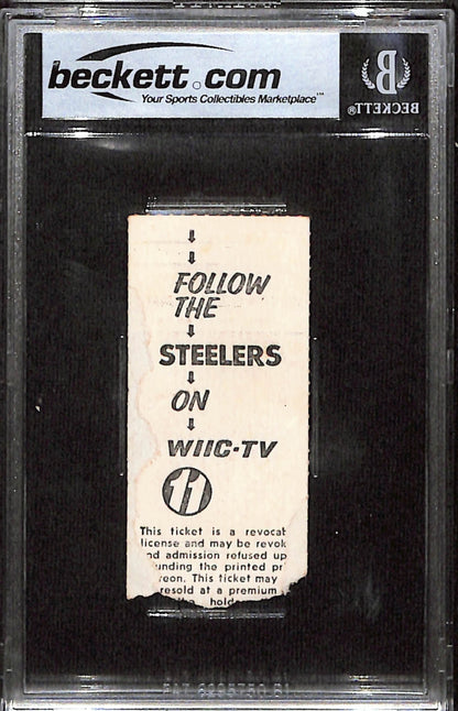 Jack Lambert Signed Pittsburgh Steelers 12/7/75 Ticket Stub Beckett Slabbed