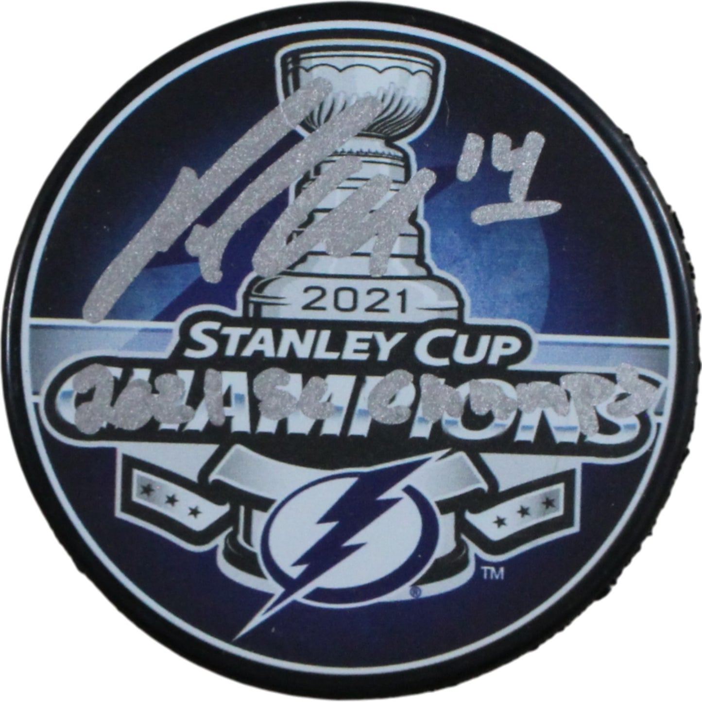 Patrick Maroon Autographed Tampa Bay Lightning 2021 Stanley Cup Champs Puck