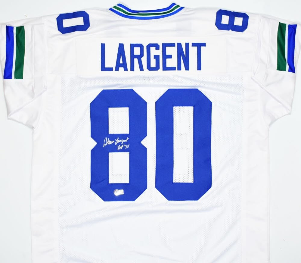Steve Largent Signed Seattle Seahawks White Custom Jersey - HOF Inscribed