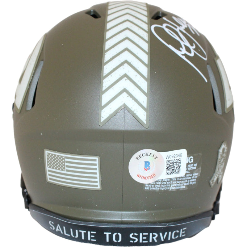 Marshall Faulk Signed Los Angeles Rams Salute to Service Mini Helmet