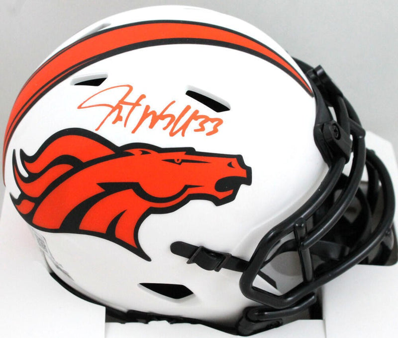 Javonte Williams Signed Denver Broncos Lunar Speed Mini Helmet