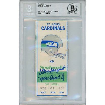 Steve Largent Autographed Seattle Seahawks NFL Debut Slabbed Ticket Stub
