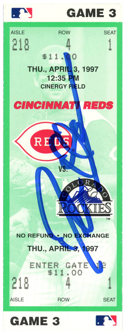 Deion Sanders Signed Cincinnati Reds Game Ticket Stub 4/3/1997 BAS