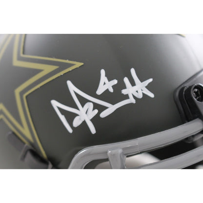 Dak Prescott Dallas Cowboys 2025 Salute to Service Autographed Mini Helmet BAS