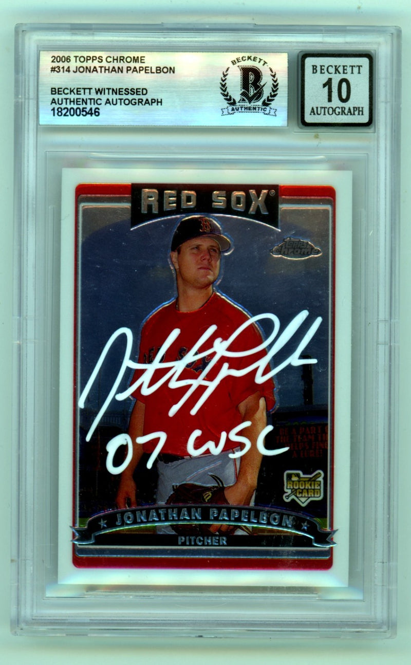 Jonathan Papelbon Signed 2006 Topps Chrome Rookie Card BGS 10 Auto
