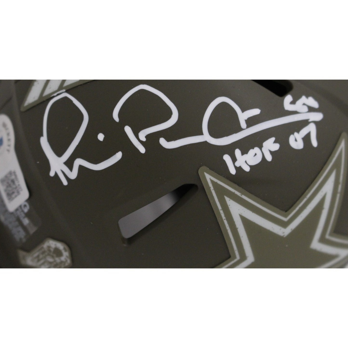 Michael Irvin Dallas Cowboys Signed Salute to Service Mini Helmet HOF '07