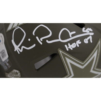 Michael Irvin Dallas Cowboys Signed Salute to Service Mini Helmet HOF '07