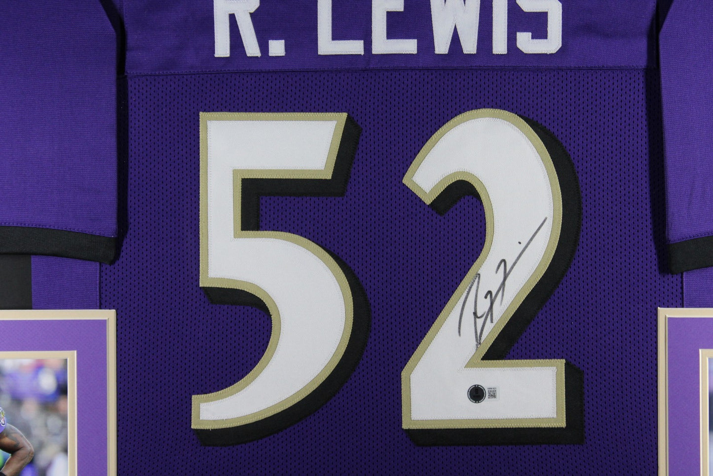 Ray Lewis Autographed Framed Purple Custom Jersey