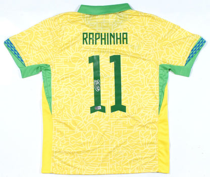 Raphinha Autographed Brazil National Team Home Soccer Jersey