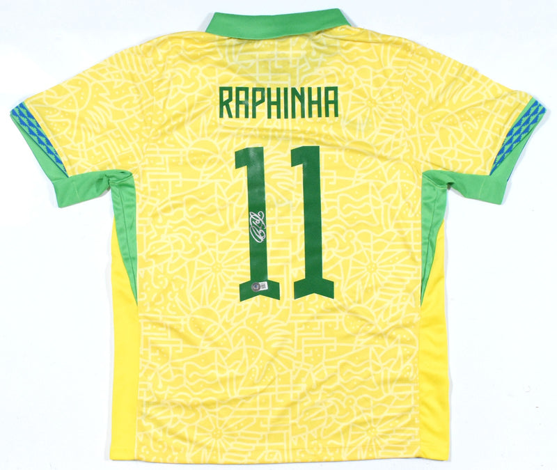 Raphinha Autographed Brazil National Team Home Soccer Jersey