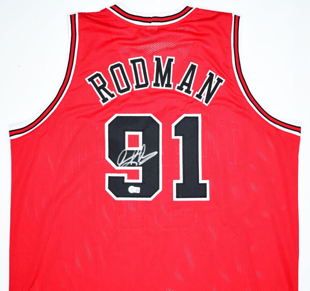 Dennis Rodman Autographed Red Custom Basketball Jersey