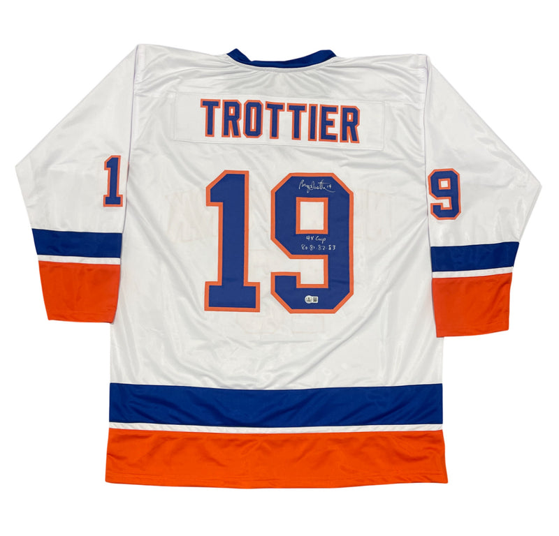 Bryan Trottier Signed New York Islanders Custom Jersey (4x Cup) Beckett