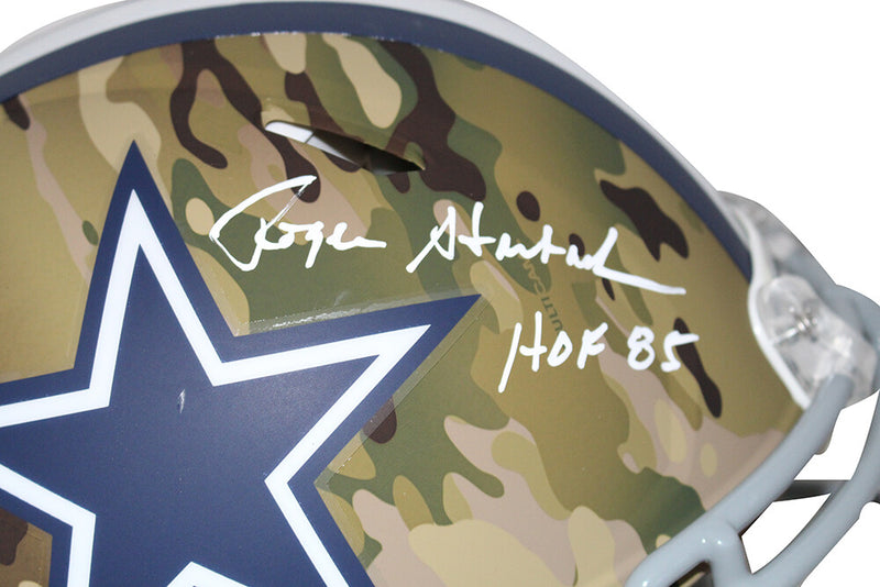 Roger Staubach Signed Dallas Cowboys Full Size Authentic Camo Helmet HOF
