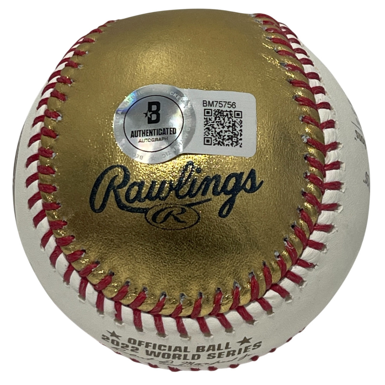 Trey Mancini Signed 2022 World Series Gold Limited Edition Baseball BAS