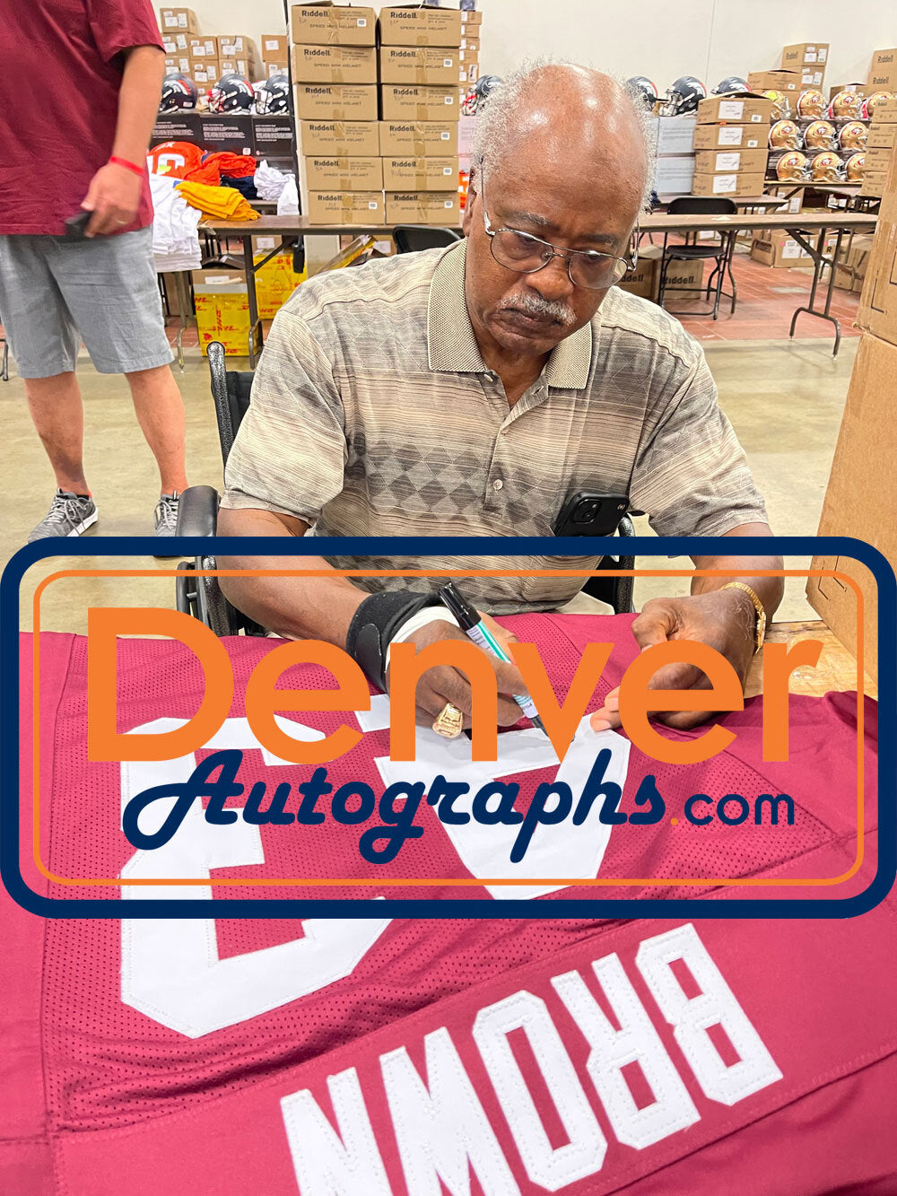 Larry Brown Signed Pro Style Custom Football Jersey (Beckett Witness)