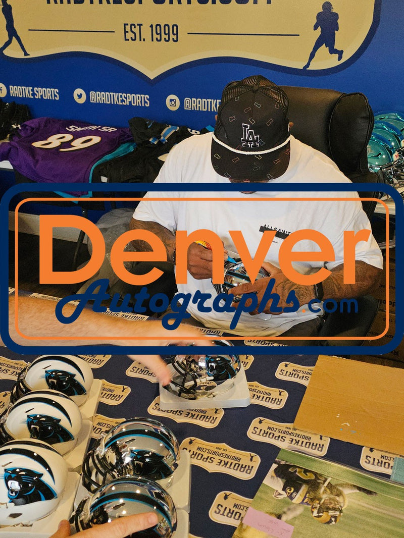 Steve Smith Autographed Carolina Panthers Chrome Mini Helmet