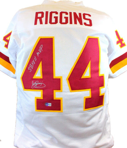John Riggins Autographed White Custom Jersey with "SB MVP" Inscription