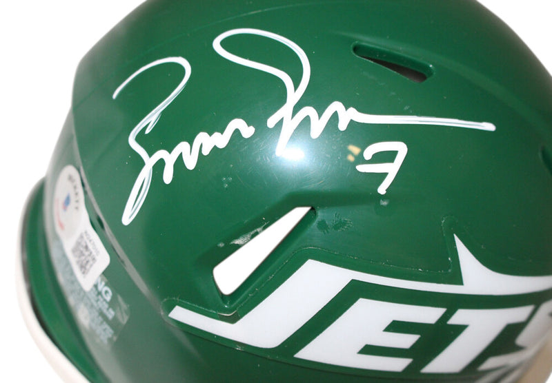 Boomer Esiason Signed New York Jets Throwback Speed Mini Helmet Beckett