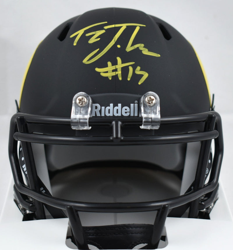 Tez Johnson Autographed Oregon Ducks Black Speed Mini Helmet