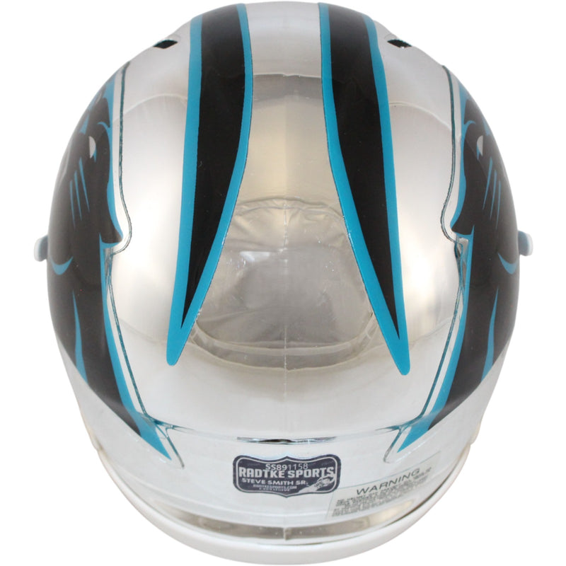 Steve Smith Autographed Carolina Panthers Chrome Mini Helmet