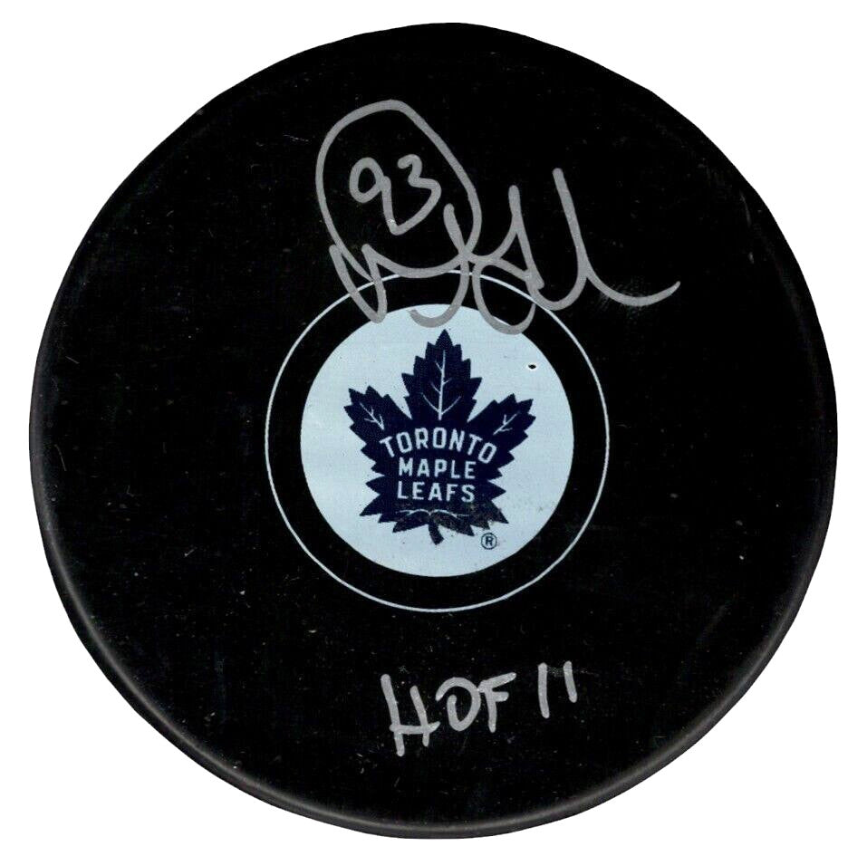 Doug Gilmour Signed Toronto Maple Leafs Puck with HOF 11 Inscription
