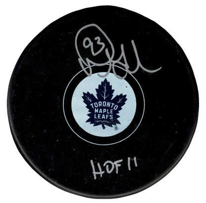 Doug Gilmour Signed Toronto Maple Leafs Puck with HOF 11 Inscription