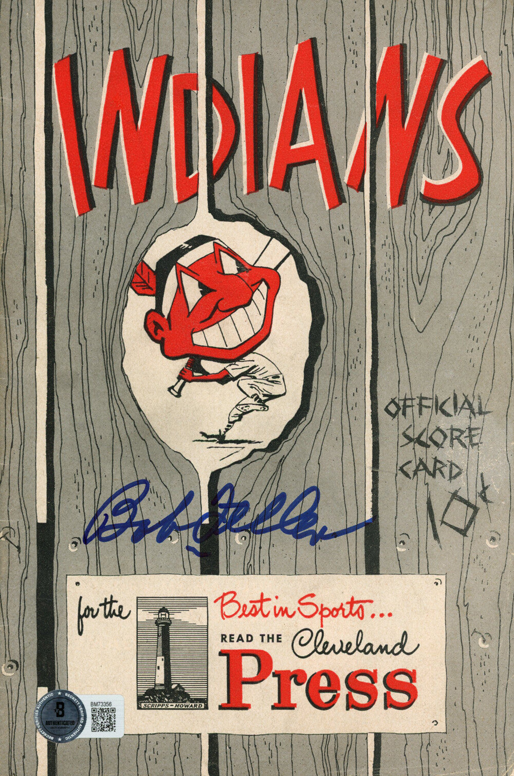 Bob Feller Signed 1951 News Pamphlet - Cleveland Indians