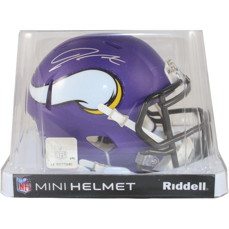 Jordan Addison Minnesota Vikings Autographed Mini Helmet Beckett BAS