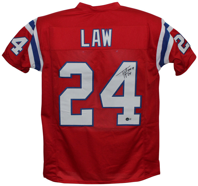 Ty Law Signed New England Patriots Red Custom Jersey Beckett Authentication