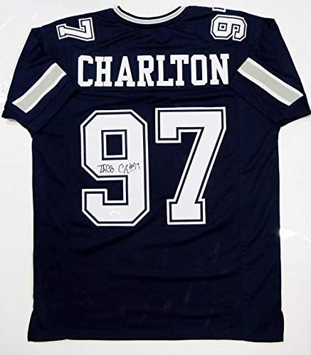 Taco Charlton Autographed Blue Custom Football Jersey