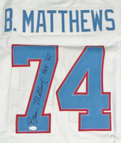 Bruce Matthews Signed White Custom Jersey (HOF)