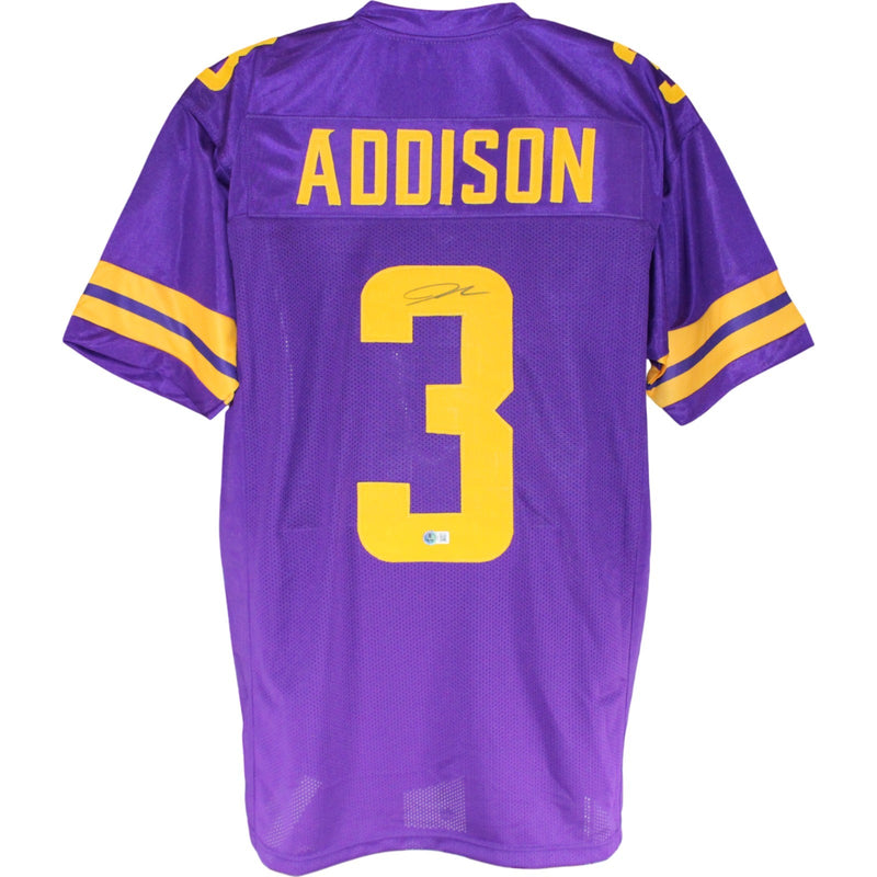 Jordan Addison Autographed Pro Style Purple Jersey (Beckett COA)