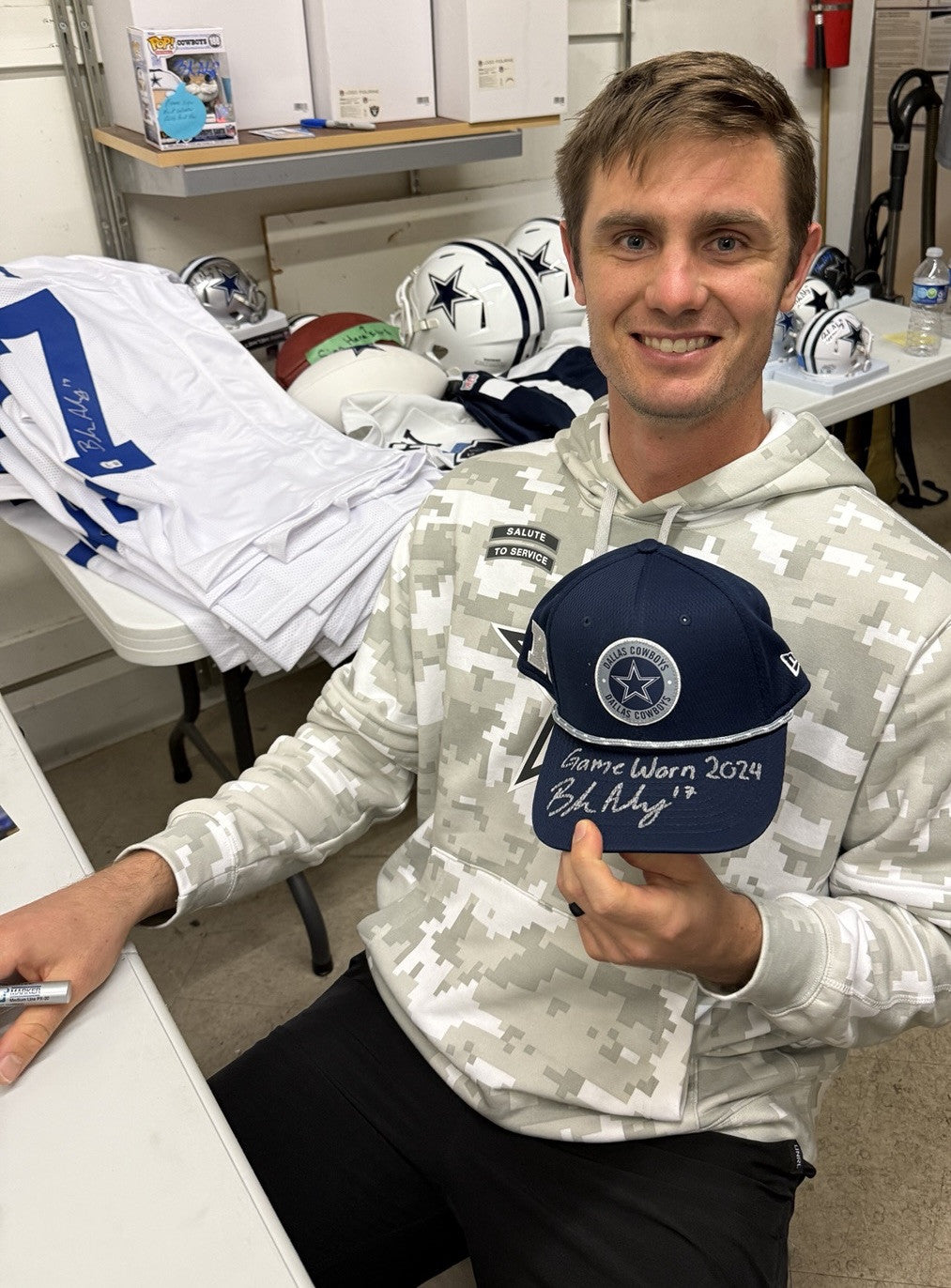 Brandon Aubrey Signed Game Worn 2024 Dallas Cowboys Hat (Beckett)