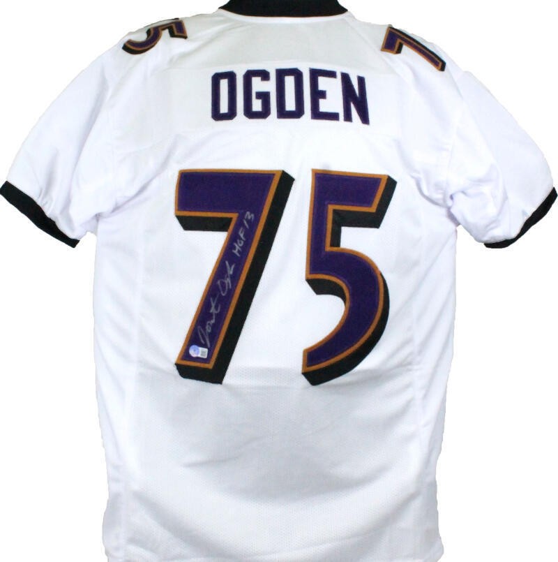 Jonathan Ogden Signed Baltimore Ravens White Custom Jersey