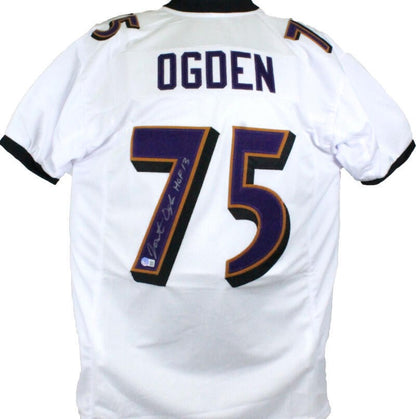 Jonathan Ogden Signed Baltimore Ravens White Custom Jersey
