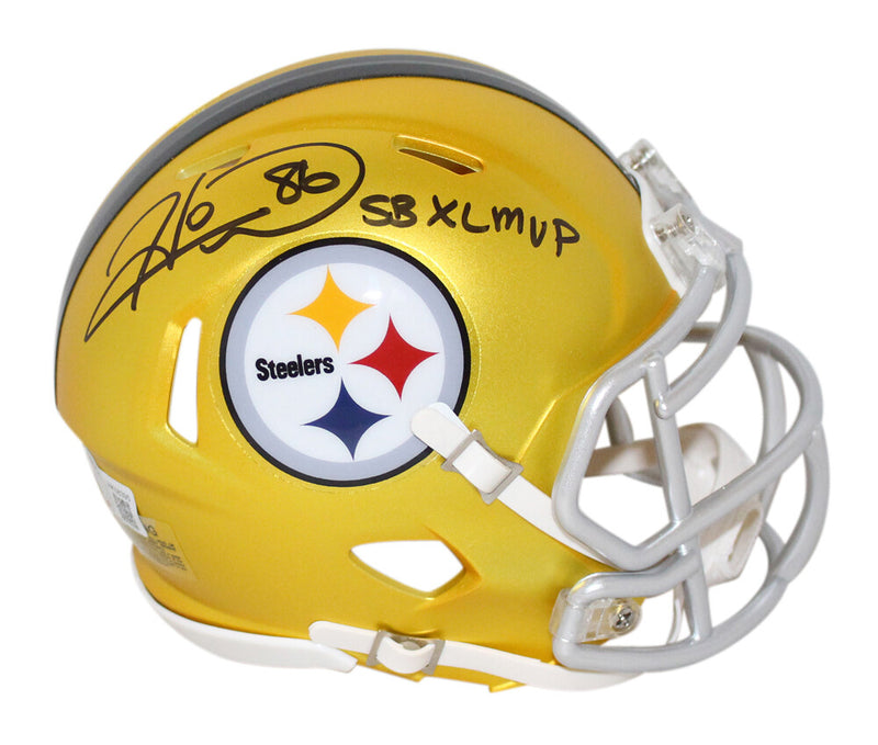 Hines Ward Signed Pittsburgh Steelers Blaze Mini Helmet SB MVP BAS