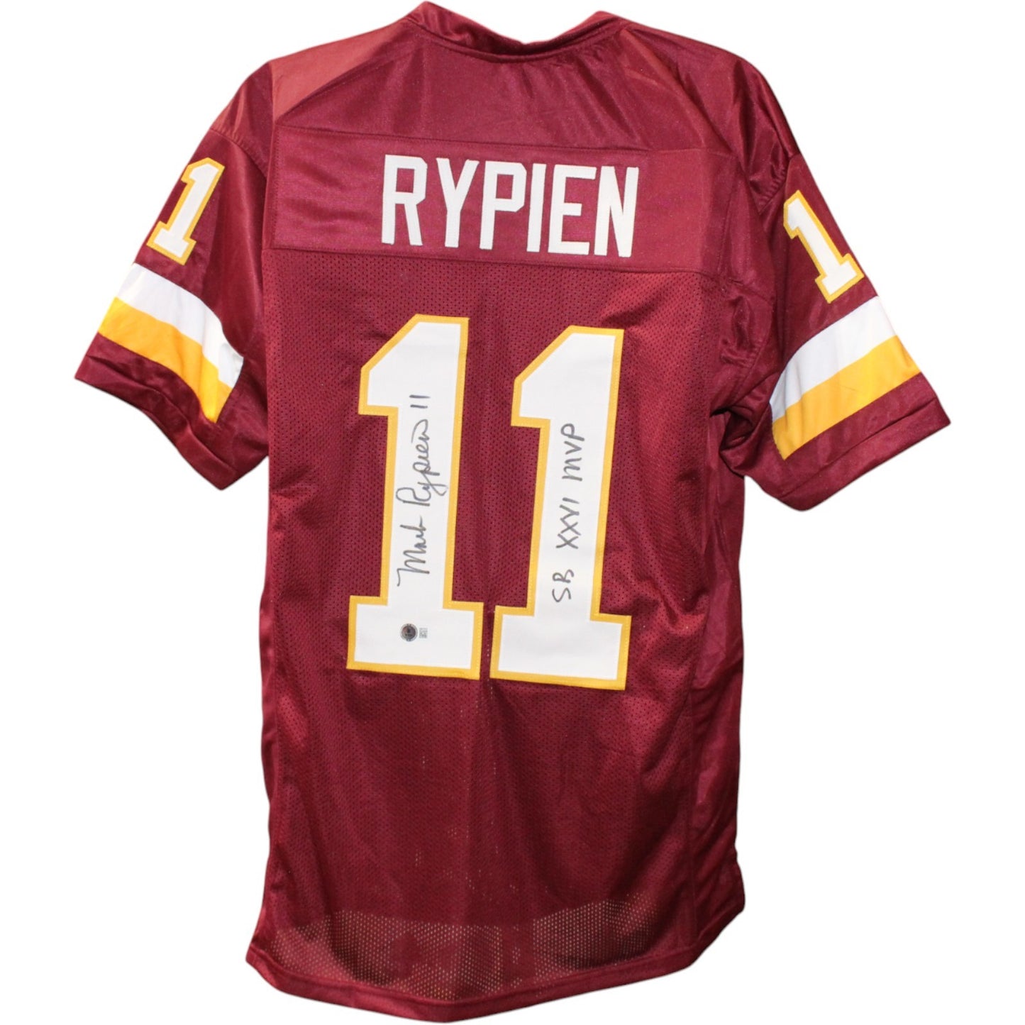 Mark Rypien Signed Pro Style Red Jersey with "SB MVP" Inscription (Beckett)