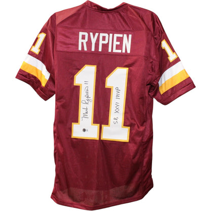Mark Rypien Signed Pro Style Red Jersey with "SB MVP" Inscription (Beckett)