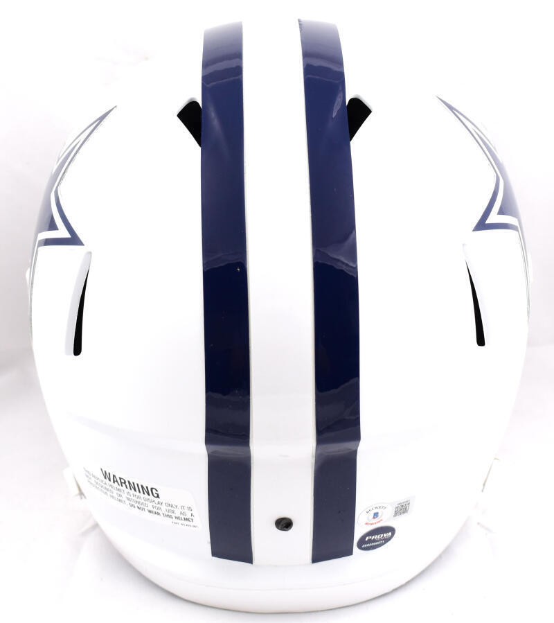 Emmitt Smith Signed Dallas Cowboys Full Size Flat White Speed Helmet