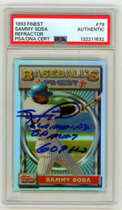 Sammy Sosa Signed 1993 Topps Finest #79 Refractor Card PSA Auto