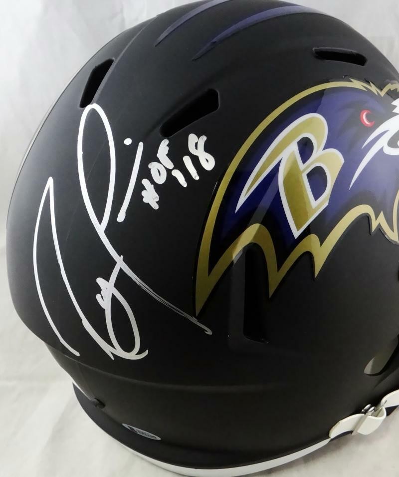 Ray Lewis Signed Baltimore Ravens Flat Black Full Size Helmet